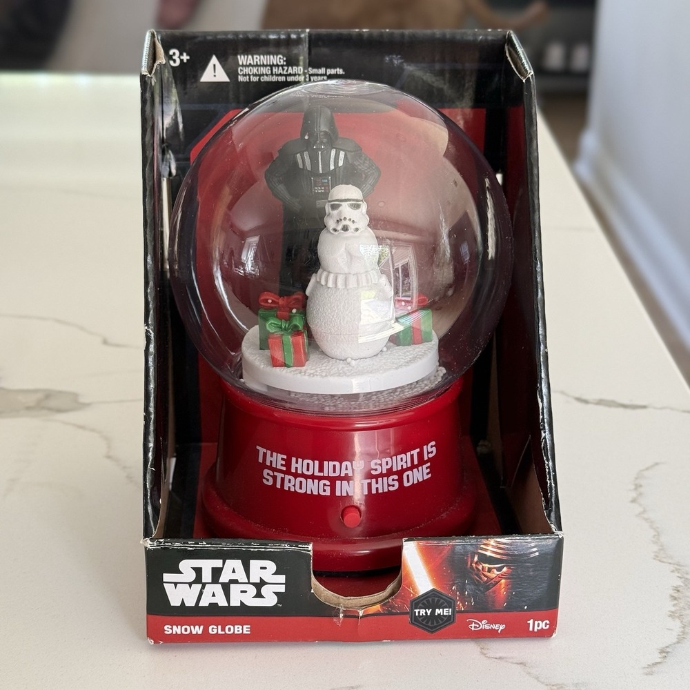 Disney Star Wars Darth Vader Stormtrooper Snowman Waterless 6" Snow Globe Gemmy
